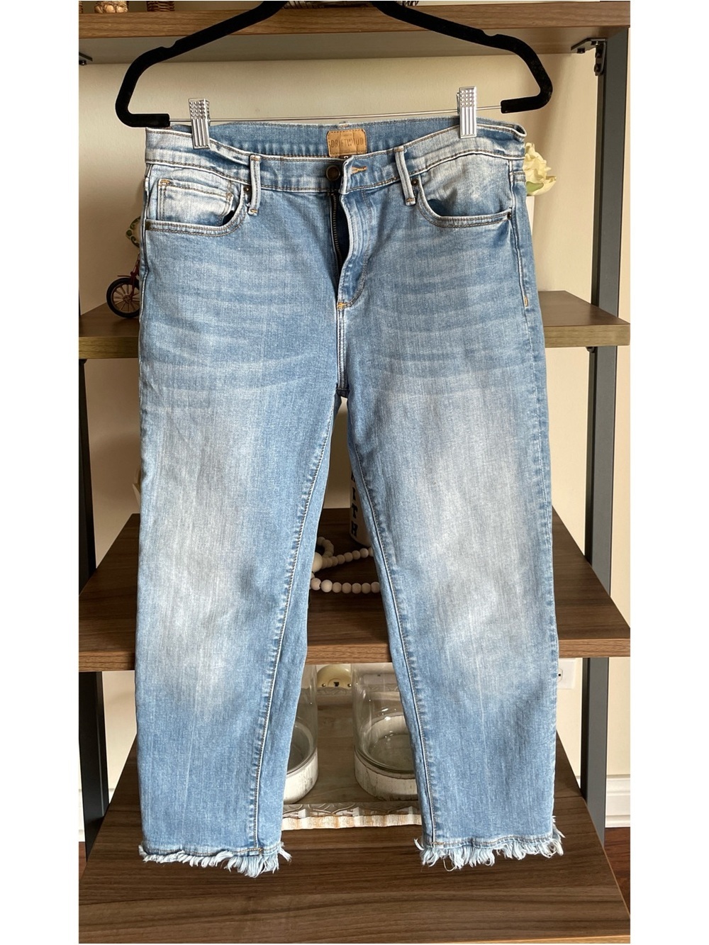 Driftwood Woman's Candace Straight Cropped Fray Hem Jeans, Size 30 Raw Hem